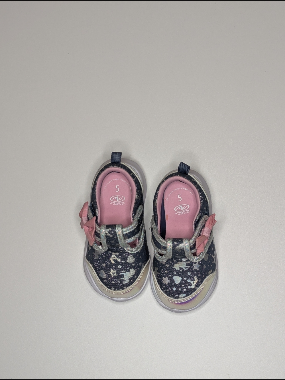 Kids Navy Glitter Heart Sneakers with Pink Accents